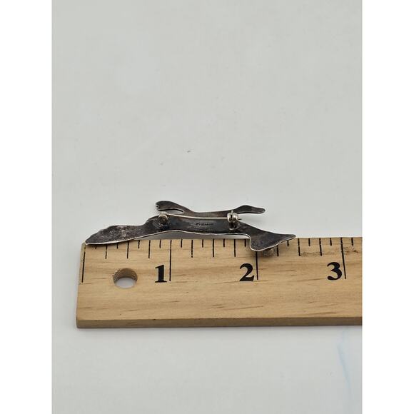 Vintage Stamped Sterling Silver & Turquoise Roadrunner Pin Brooch Southwestern - Picture 10 of 12